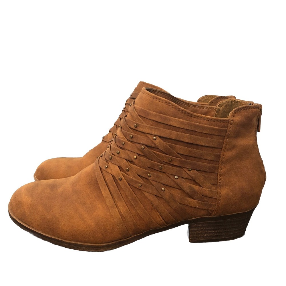 Sugar Womens Ankle Boots Size 8.5 M Shoes Brown Zip Up Wedge Western 1.5" Heel‎